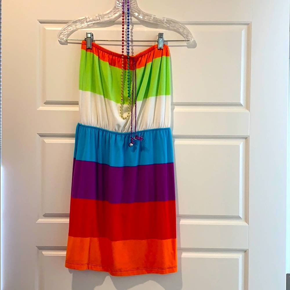 Rainbow strapless dress